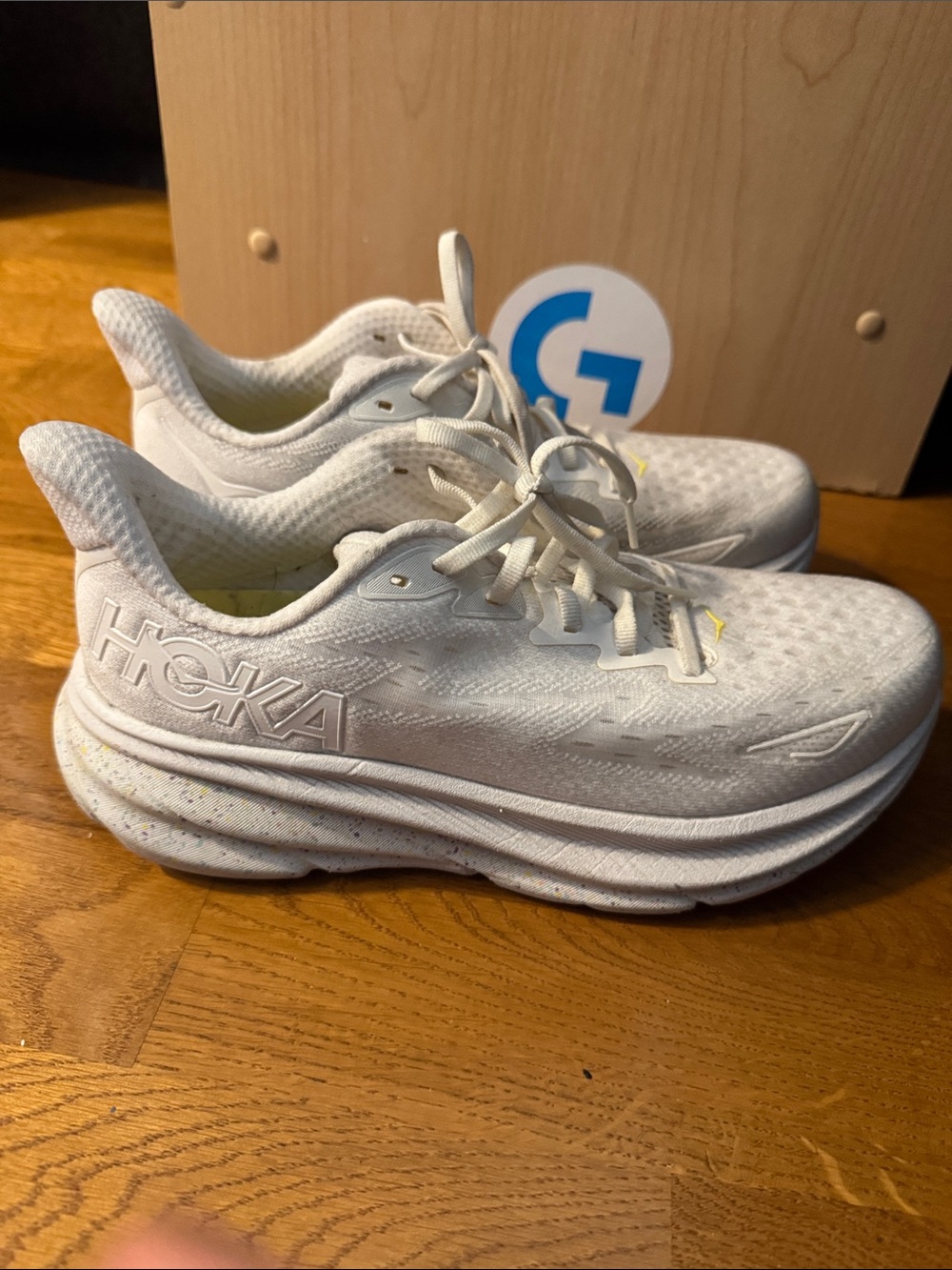 Hoka Women’s White Athletic Running Shoes - Thick-Cushion Trainer